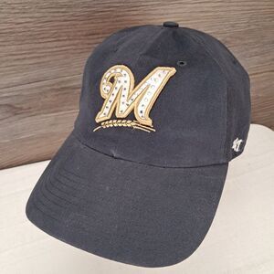 MILWAUKEE BREWERS WOMENS ADJUSTABLE SLIDE BACK BLING  '47 BRAND